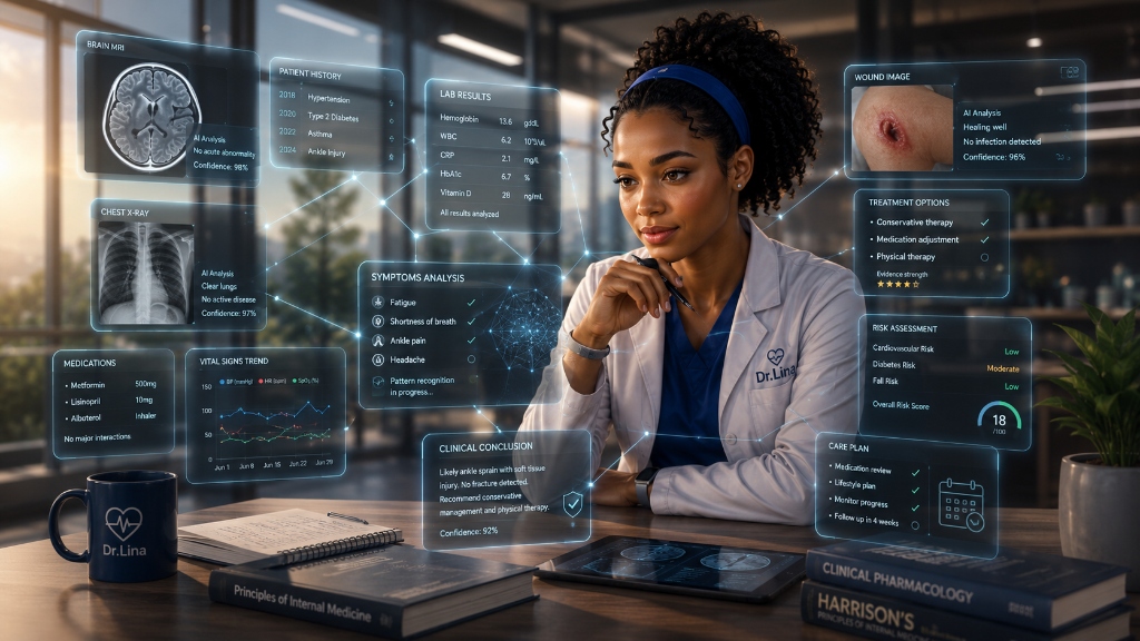 DrLina studying medical holograms