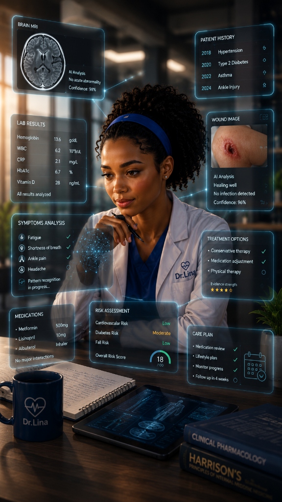 DrLina studying medical holograms